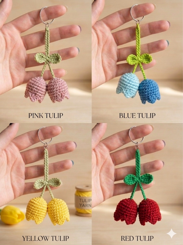 🌷 Handgefertigte Häkel-Tulpen – Dein blumiger Begleiter