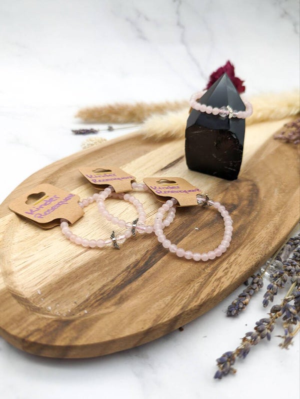 Rosenquarz Kinder Armband, 4mm Kugel