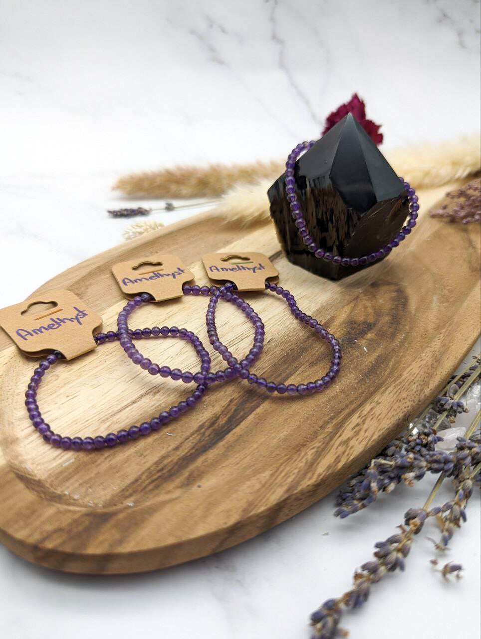 Amethyst Armband, 4mm Kugel