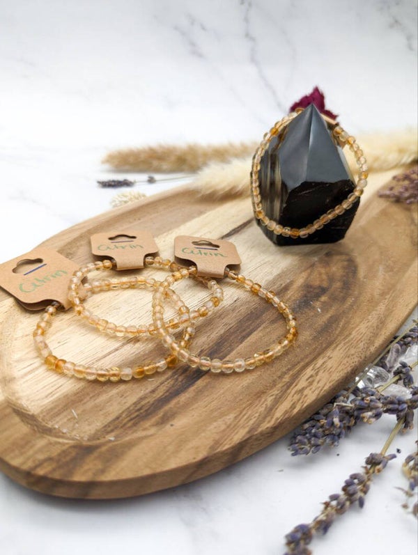 Citrin Armband, 4mm Würfel facettiert