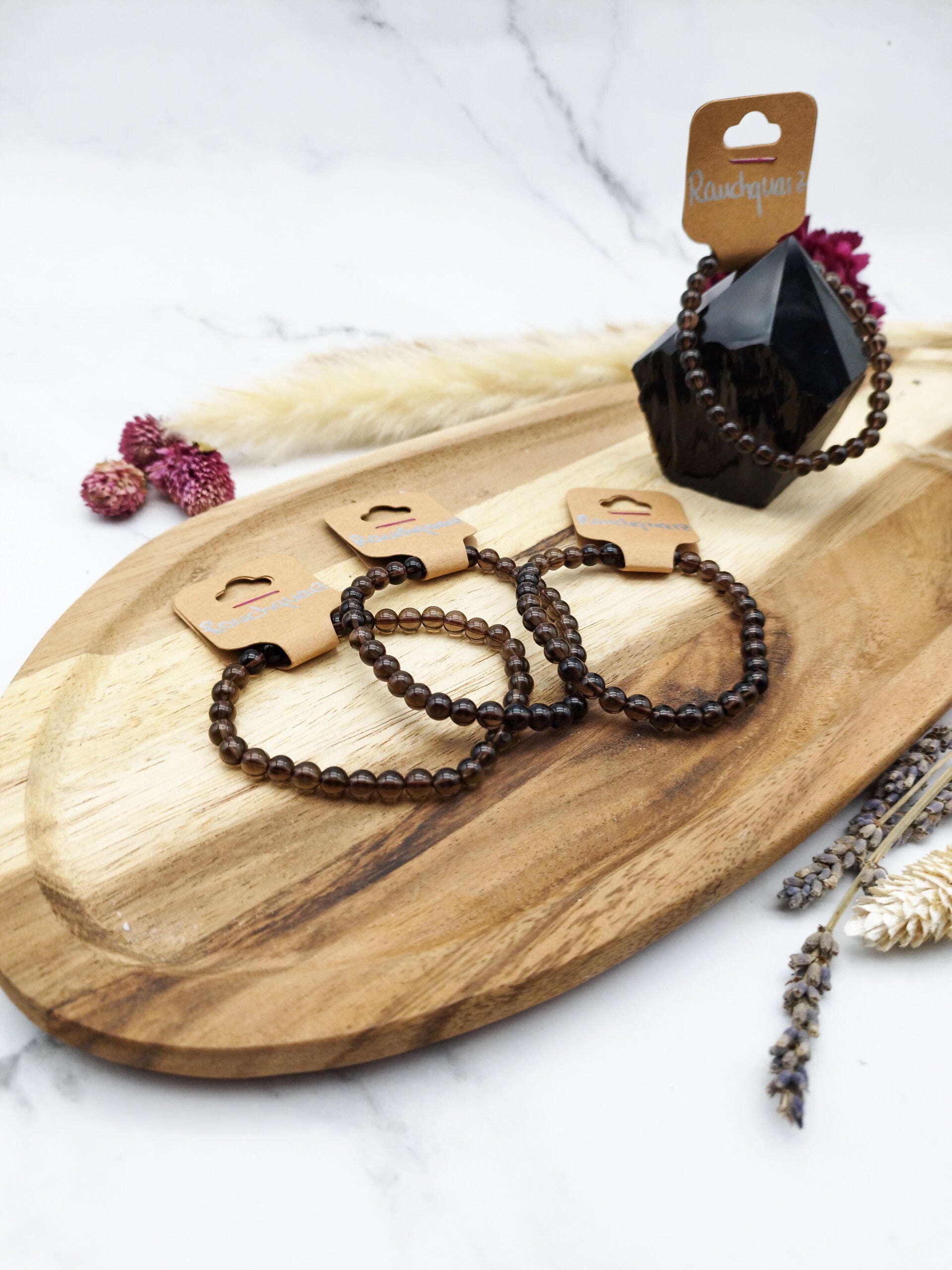 Rauchquarz Armband, 6mm Kugel