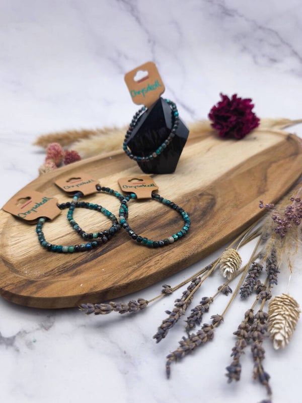 Chrysokoll Armband 4mm Würfel facettiert