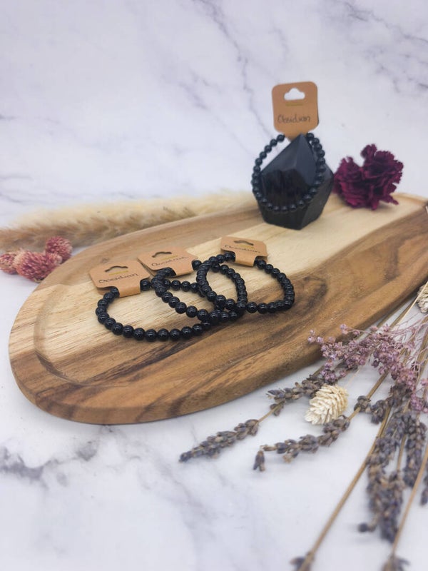 Obsidian Armband, 6mm Kugel