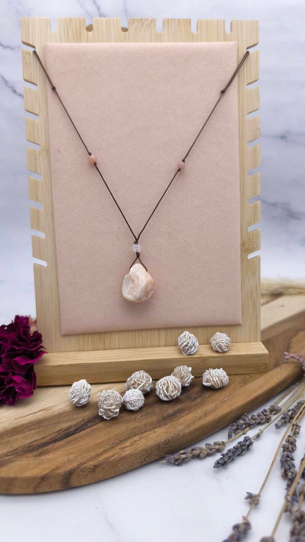 Baryt mit Rosenquarz- & Mondsteinperle (BA1)