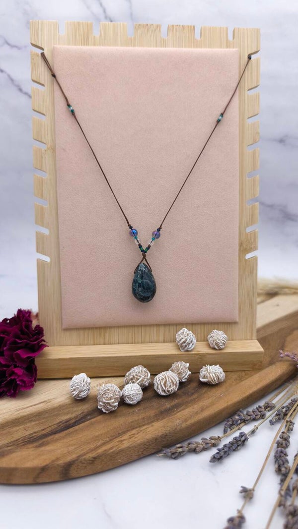 Apatit mit Aqua Aura, Bergkristall & Miyuki-Perlen (AP1)