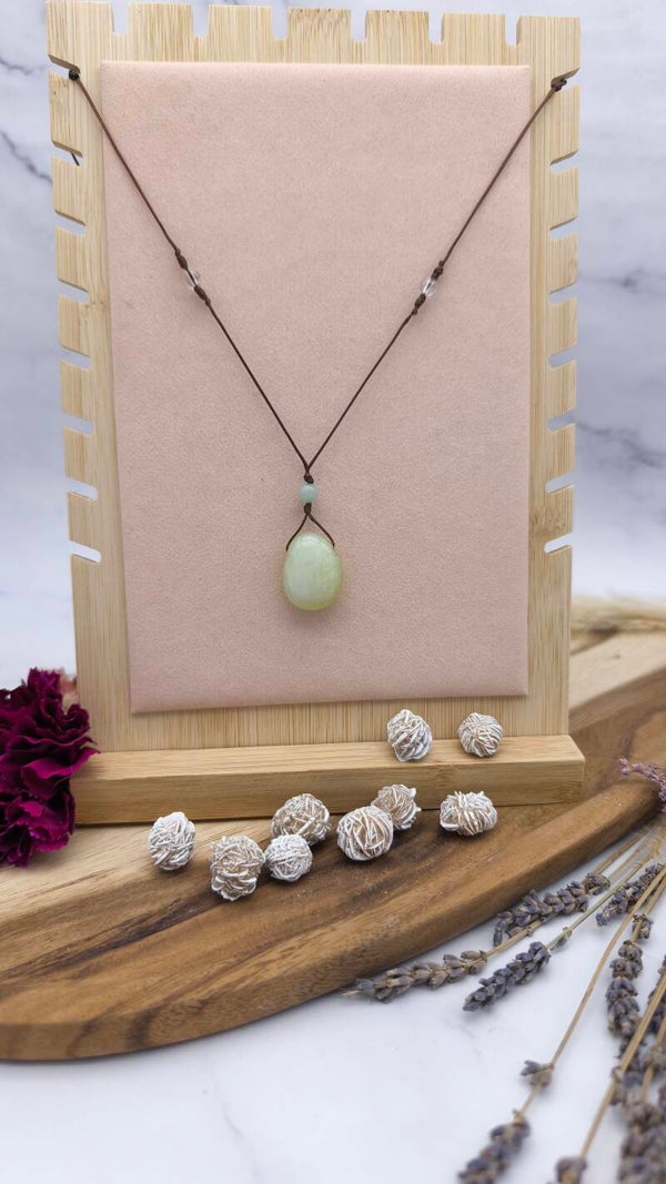 Serpentin (China-Jade) mit Amazonit & Bergkristall (S3)