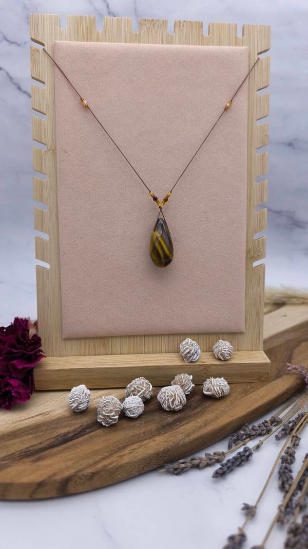 Tigerauge mit Minitigerauge- & facettierten Perlen & Miyuki-Perlen (T2)