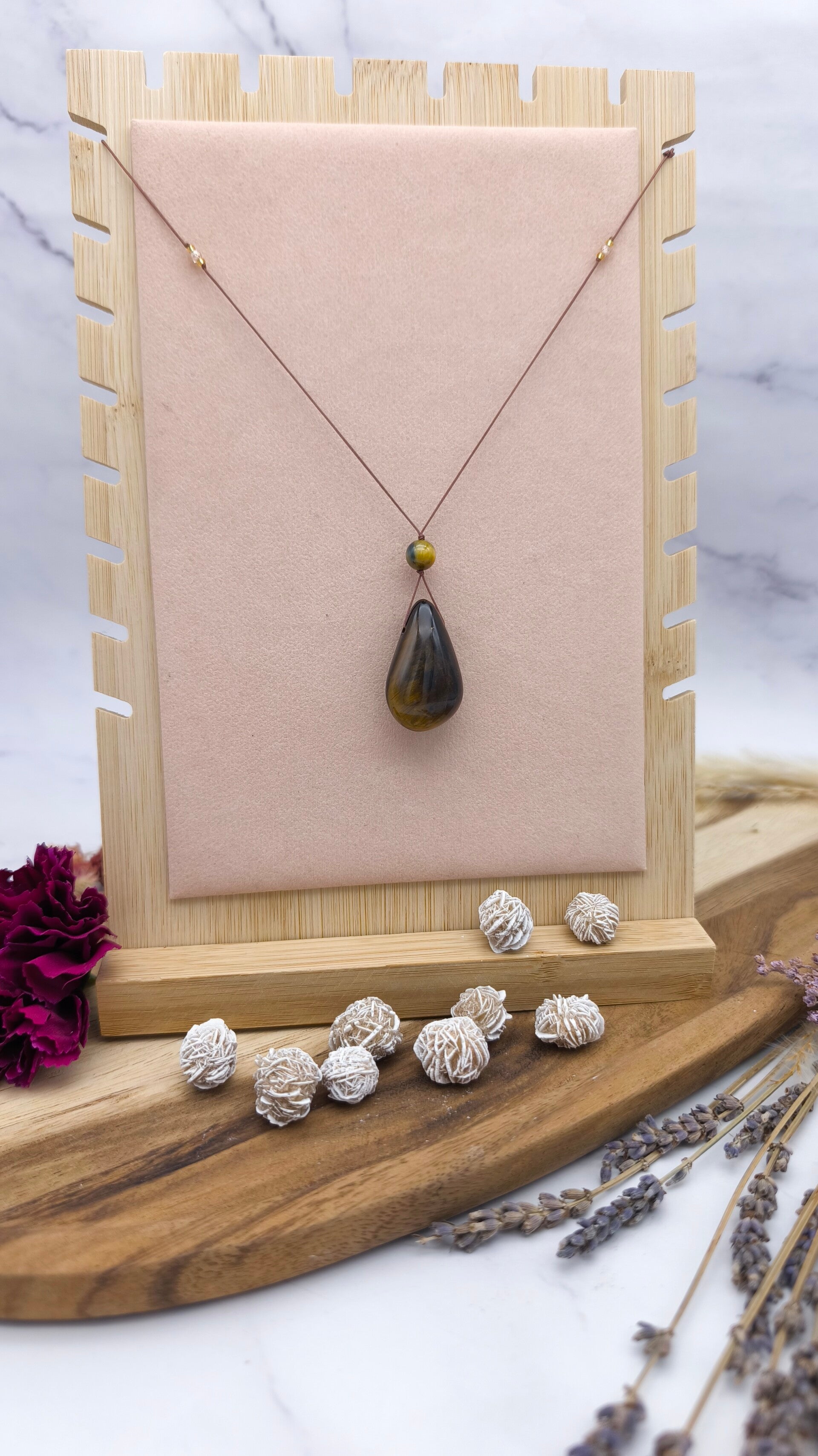 Tigerauge mit Tigerauge-Perle, facettierten Perlen & Miyuki-Perlen (T3)