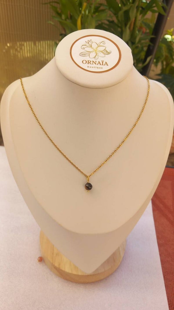 Collier fin couleur or Oeil de tigre