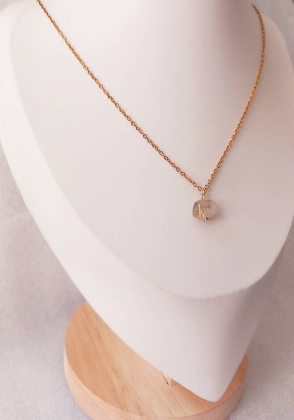 Collier fin couleur or Quartz