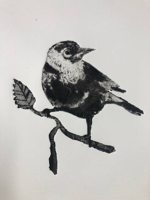 Silver Eye - Donna Jorna Collograph print