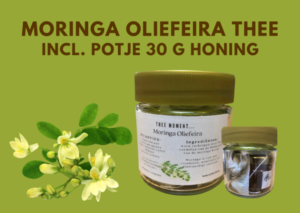 NIEUW  Moringa Oliefeira thee incl. 30 gr Honing