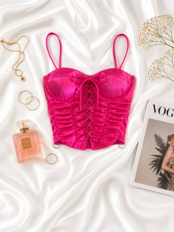 ✨ Top Corset Satin Rose Fuchsia ✨