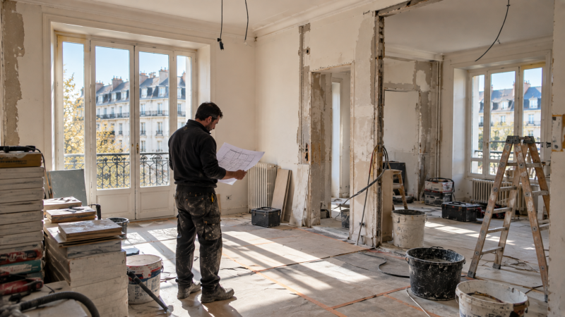 Appartement de 80 m² en cours de rénovation complète à Genève.