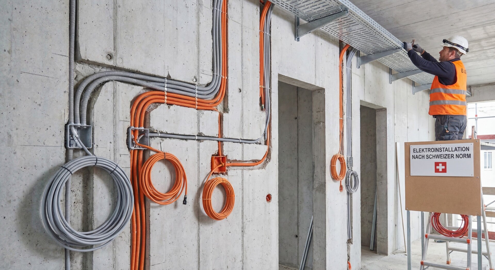 Chemins de câbles installés dans le cadre de travaux électriques à Genève