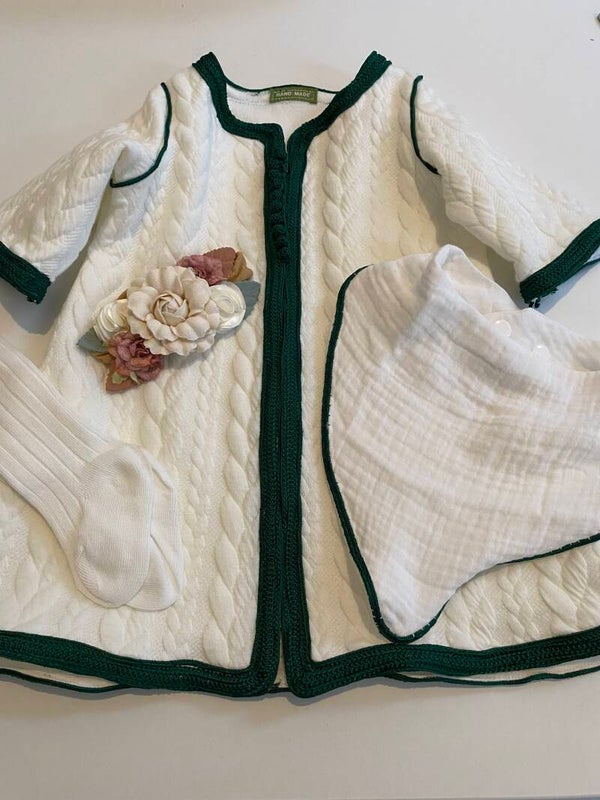White/green babykaftan