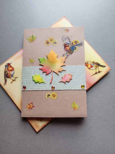Carte d'automne et son enveloppe