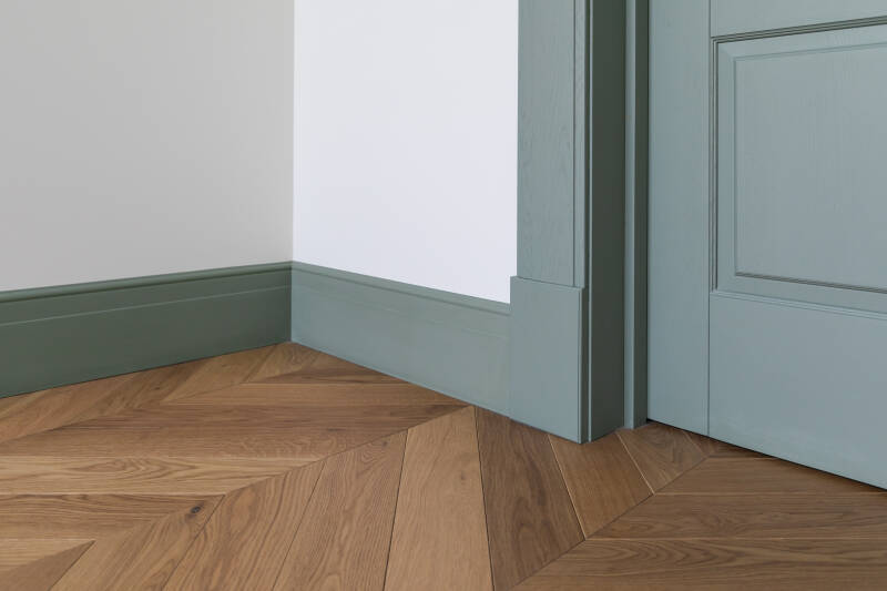 Skirting, Architrave &amp; Door - Master Bedroom - Sage Green