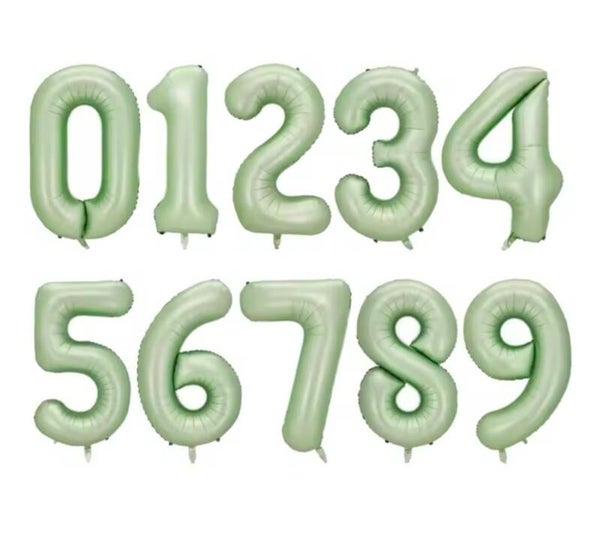 Zahlenballons Hellgrün 0 - 9