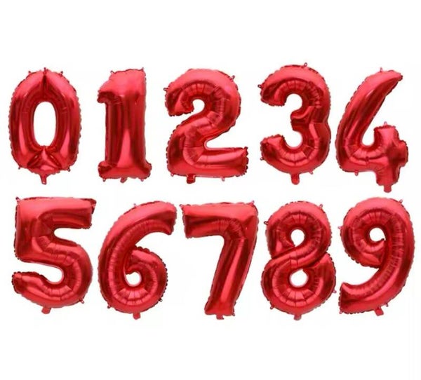 Zahlenballons Rot 0 - 9