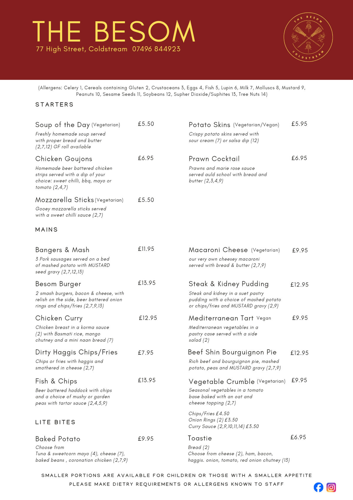 The Besom Menu | The Besom