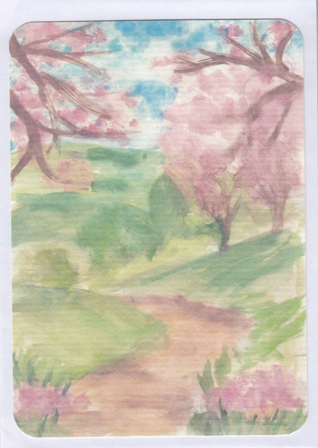 Bloesem landschap - 10 x 15 cm - Blanco