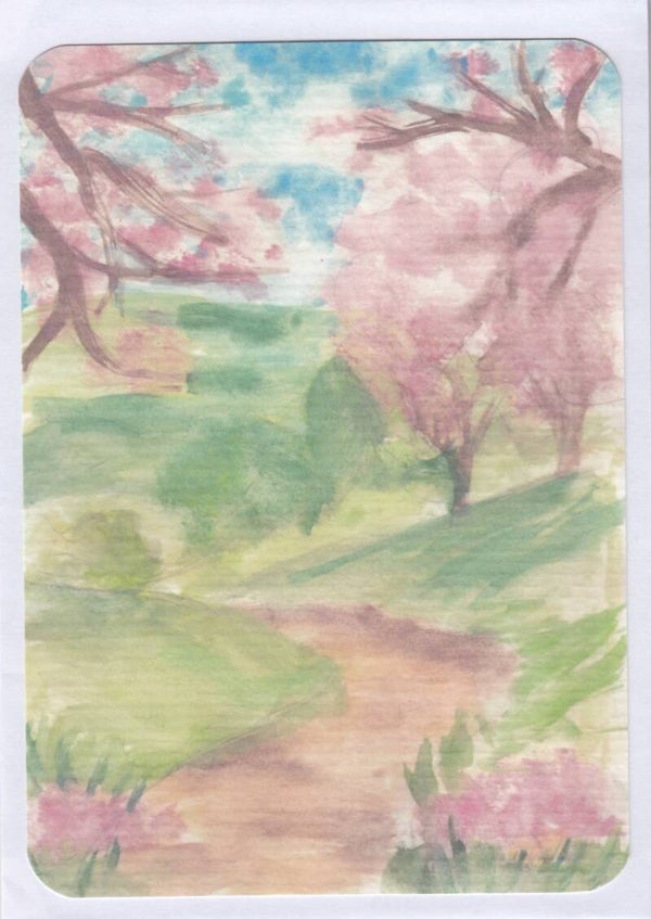 Bloesem landschap - 10 x 15 cm - Blanco