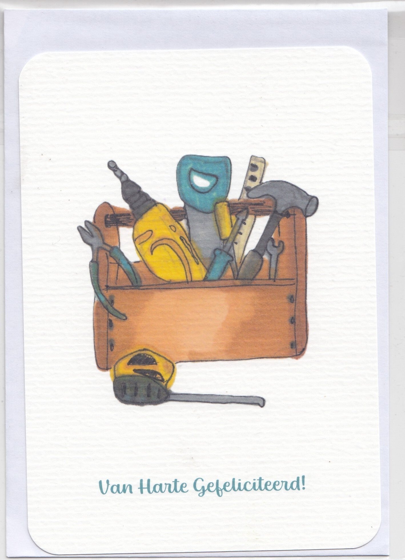 Gereedschapskist - 10 x 15 cm - Van Harte Gefeliciteerd