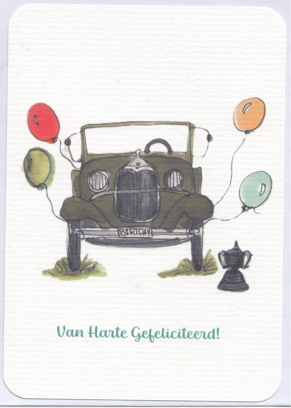Autokaart  10 x 15 cm - Van Harte Gefeliciteerd!