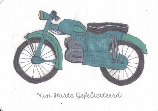 Kaart brommer- 10 x 15 cm - van Harte Gefeliciteerd!