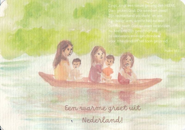 Kaart boot met vrouw en kinderen uit Equador -  10 x 15
