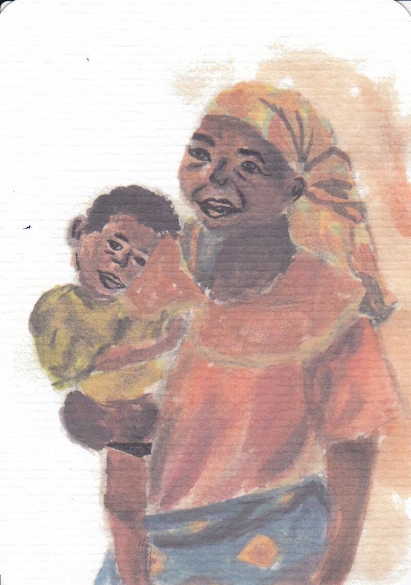Kaart moeder uit Nigeria met kind -  10 x 15