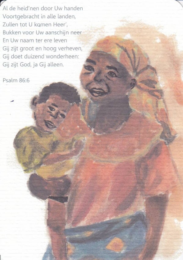 Kaart moeder met kind - psalm 86:5 - 10x15