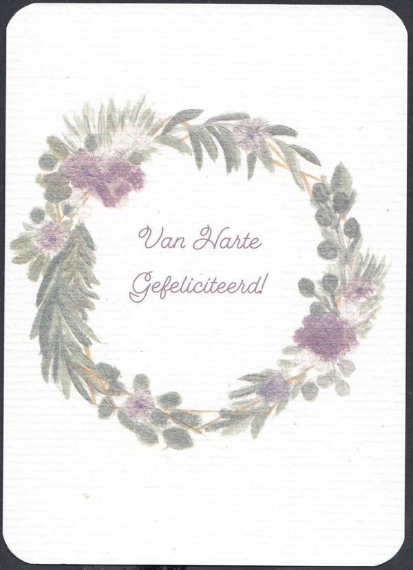 Kaart bloemenkrans - 10 x 15 cm - Van Harte Gefeliciteerd!