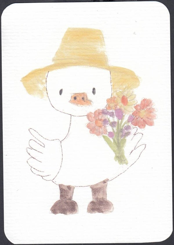 Kaart Eend met bloemen - 10 x 15 cm