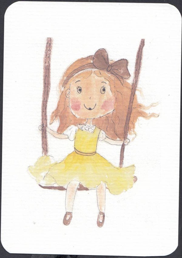 Kaart meisje op schommel - 10 x 15 cm