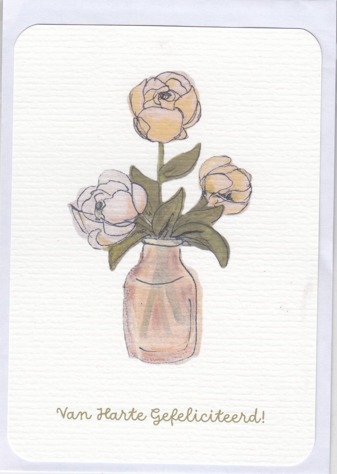 Rozen in vaas - 10 x 15 cm - Van Harte Gefeliciteerd!