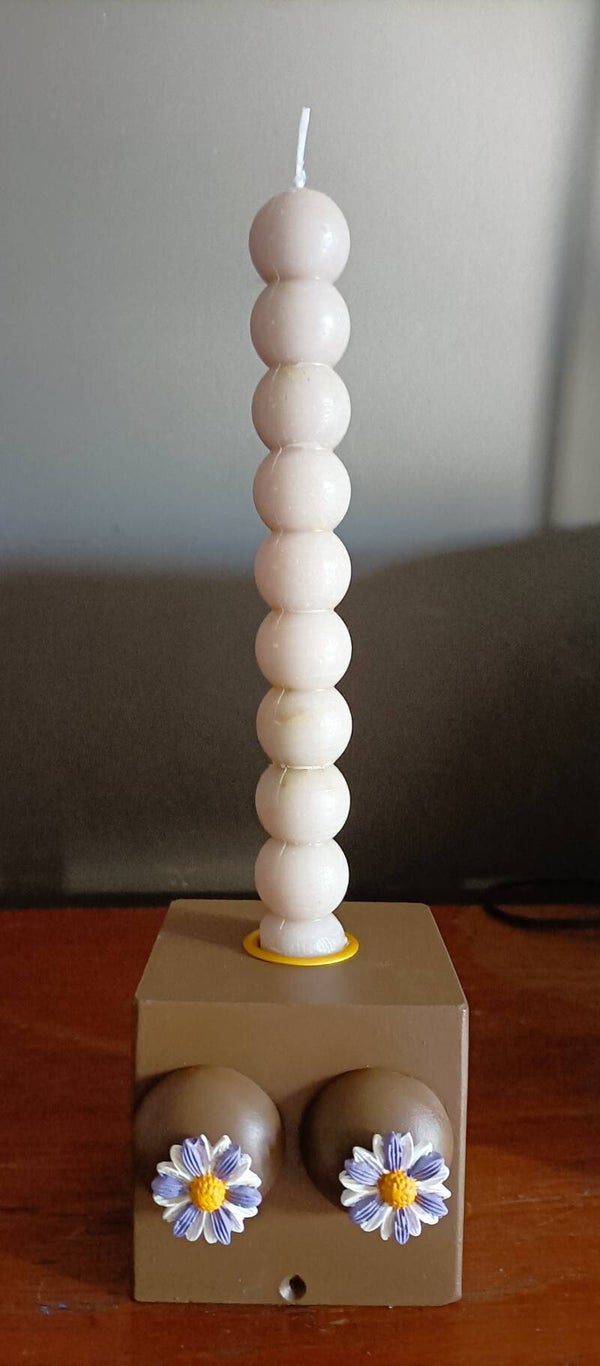 Borsten kandelaar "flowerpower"