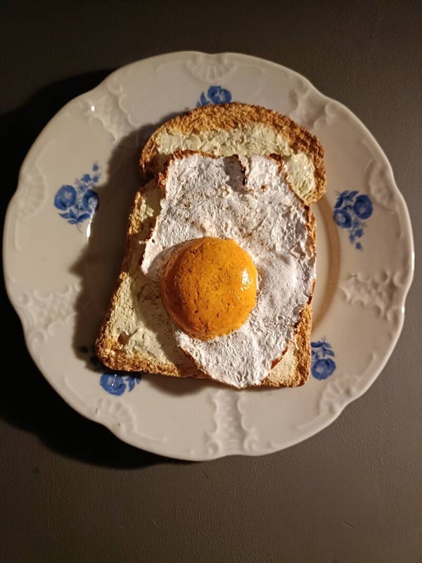 Wanddeco boterham spiegelei