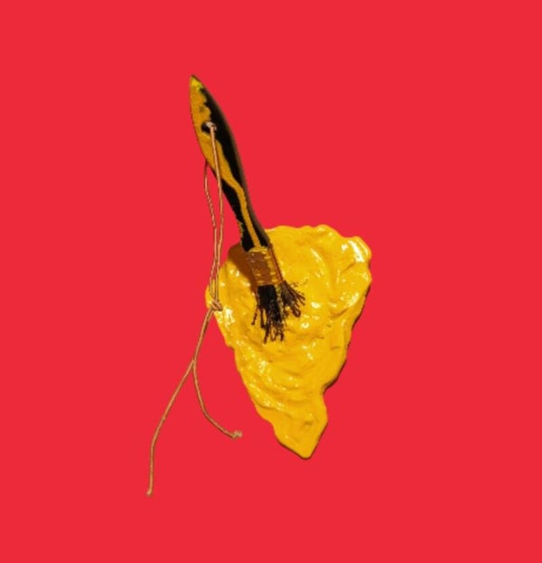 Kleurrijke muurkwast geel