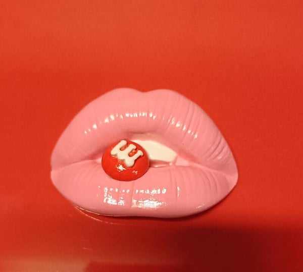 Wanddeco mondje met M&M