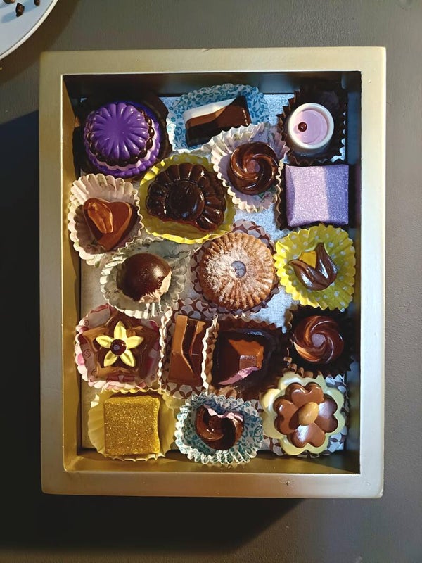 Houten doos bonbons