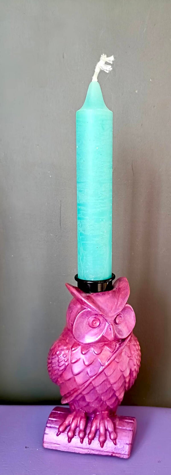 Kandelaar roze glitter uil