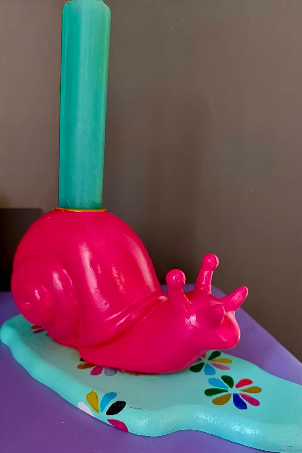 Kandelaar roze slak