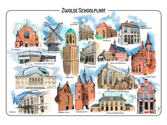 Zwolse Schoolplaat (textiel) - 120 x 90 cm