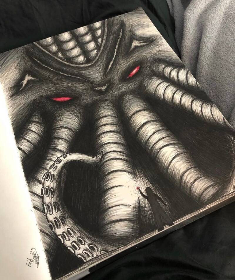 Cthulu ballpointpen Art