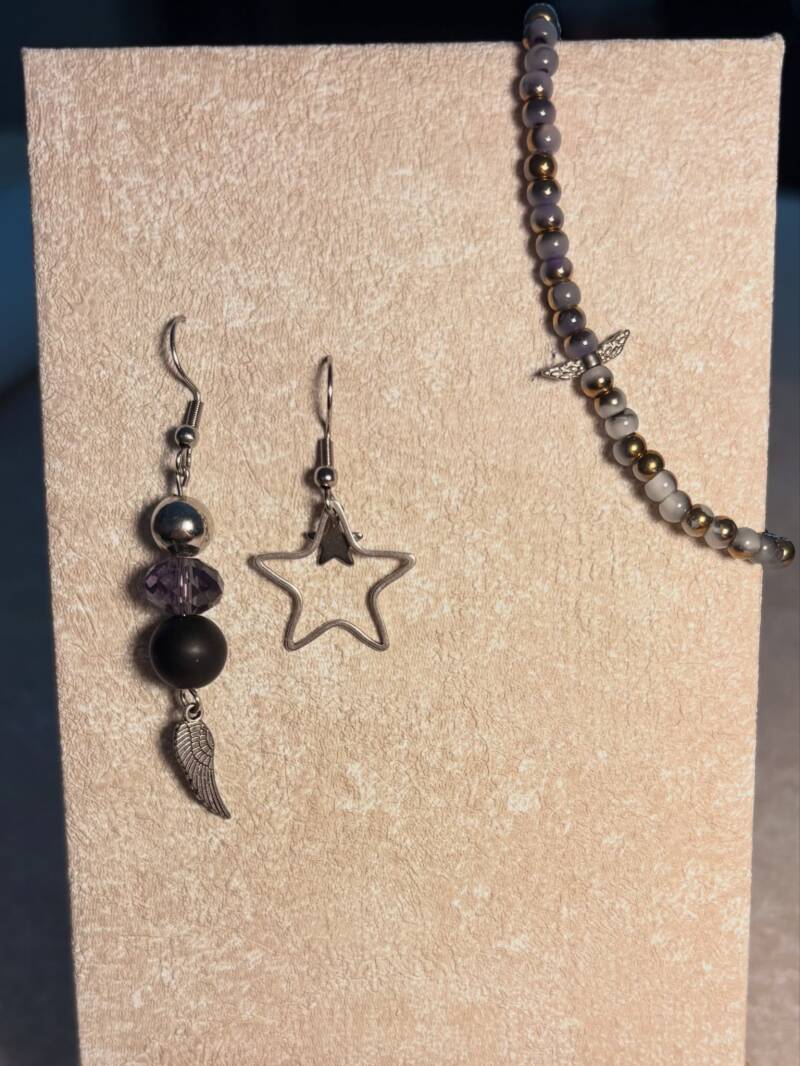Schmuck silber/violett/grau