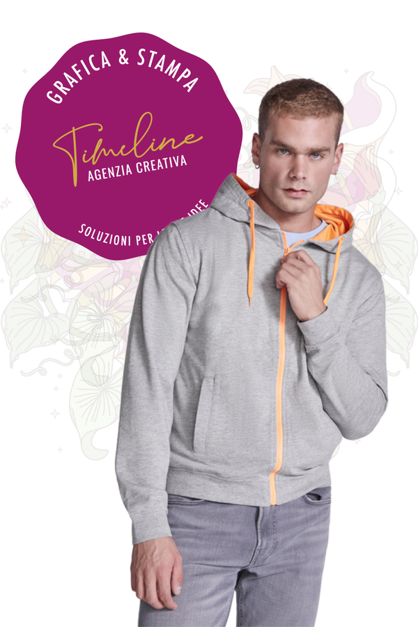 Felpa Unisex zip e Capuccio