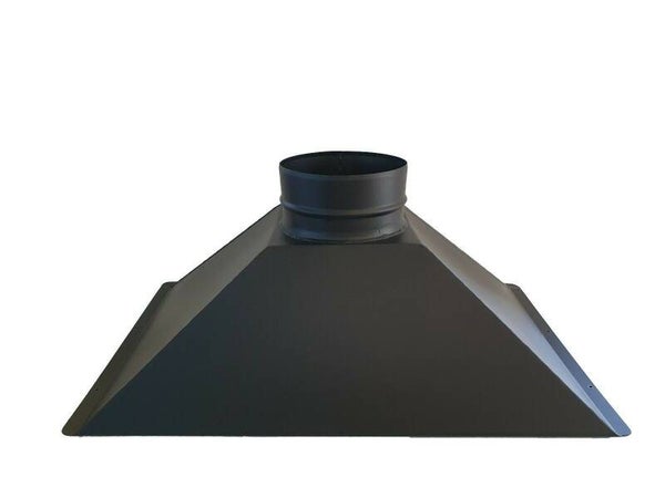 HÔTTE BARBECUE AVALOIR POUR CHEMINEE FOYER EN ACIER NOIR L 112 x P 67 x H 35 sortie fumée 250