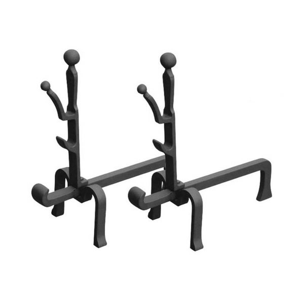 PAIRE DE CHENETS EN FONTE POUR CHEMINÉE CM. 60,3X58H DS